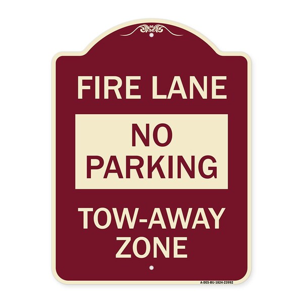 Fire Lane No Parking Tow-Away Zone Heavy-Gauge Aluminum Architectural Sign, 24" x 18", BU-1824-23992